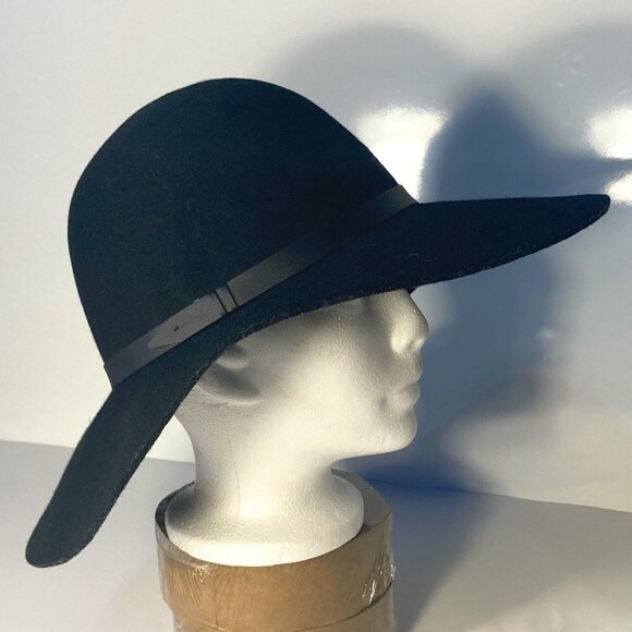 Nordstrom One size (adjustable) Black wool floppy hat  classic essential boho - Picture 3 of 8